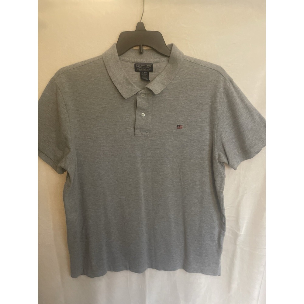 Ralph Lauren Polo Jeans Company RL Flag Logo gray polo XL vintage